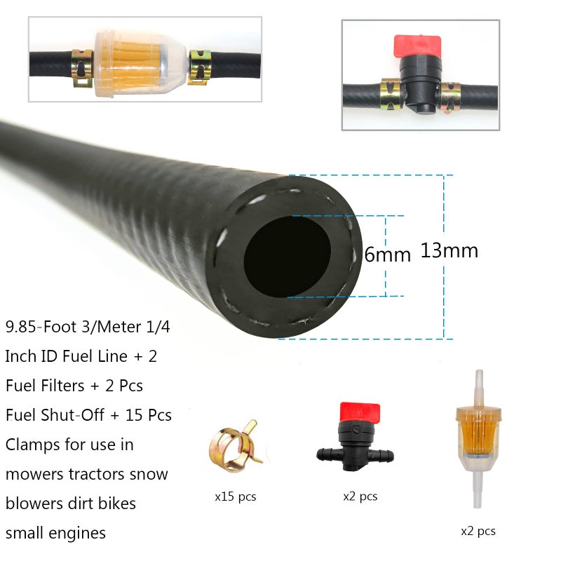 RUIDELI 1/4 id fuel line NBR 10ft 1/4 inch fuel line hose 4AN 6mm for Small Engines Fuel System  E85 & E10 Oils  etc. - Image 3